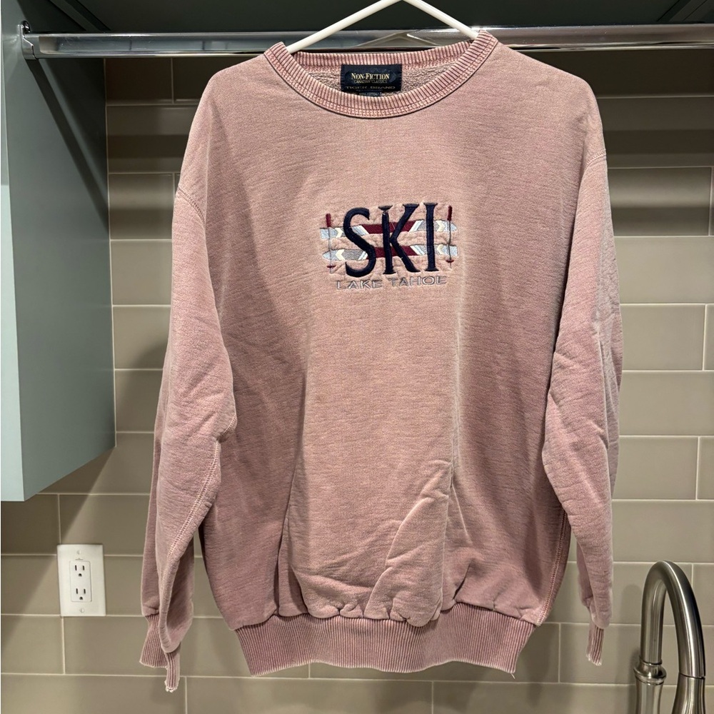 Y2K Ski Lake Tahoe Non Fiction Crewneck Sweatshirt Size S